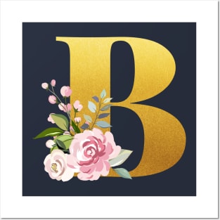 Floral Monogram Bravo Letter B Posters and Art